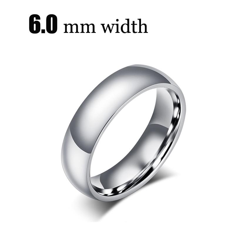 Classic Wedding Ring for Women Smooth Gold Color Stainless Steel Engagement Jewelry 2mm 4mm 6mm 8mm