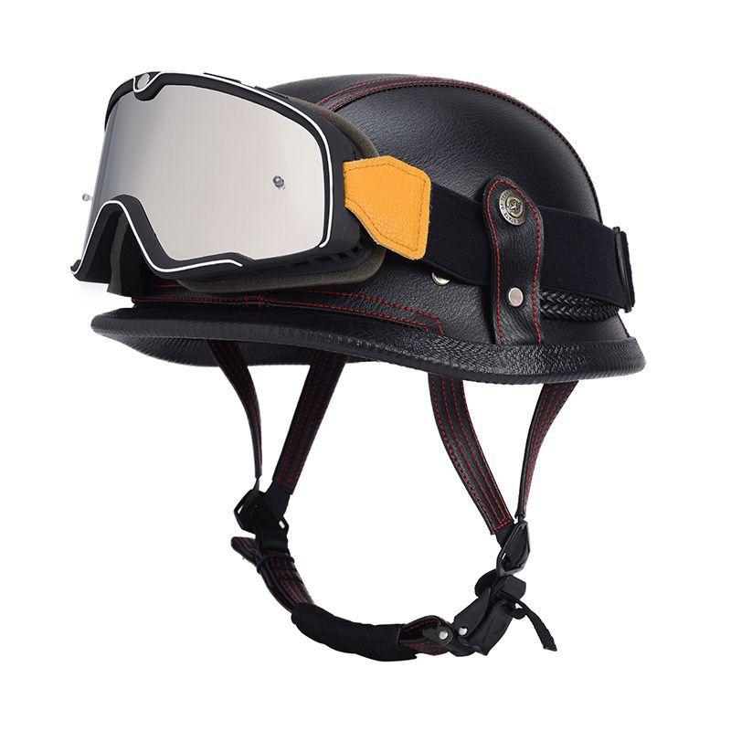 Pedal German Helmet Cruise Vintage Half Helmet Harley Men Motorcycle Helmet Locomotive Scaler Helmet Soldier Helmet Leather Helmet