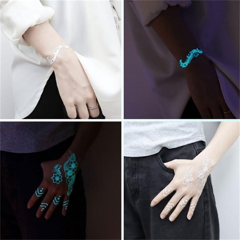 Glow In Dark Temporary Tattoo Stickers Temporary Waterproof Long Lasting Tattoos Stickers