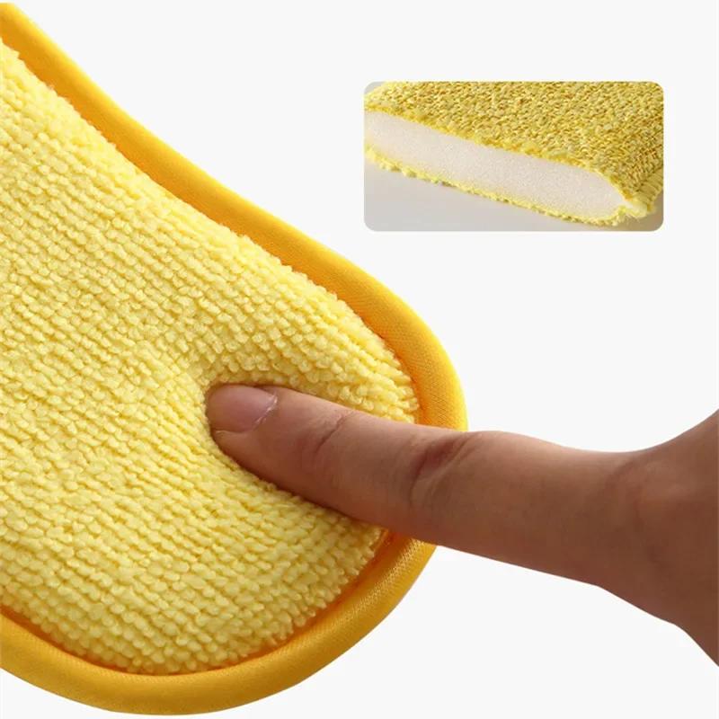 5/10PCS Kitchen Cleaning Scrubbing Sponges Reusable Non-Scratch Microfiber Scrubber Sponge Home Clean Pot Pan Dish Washer Sponge