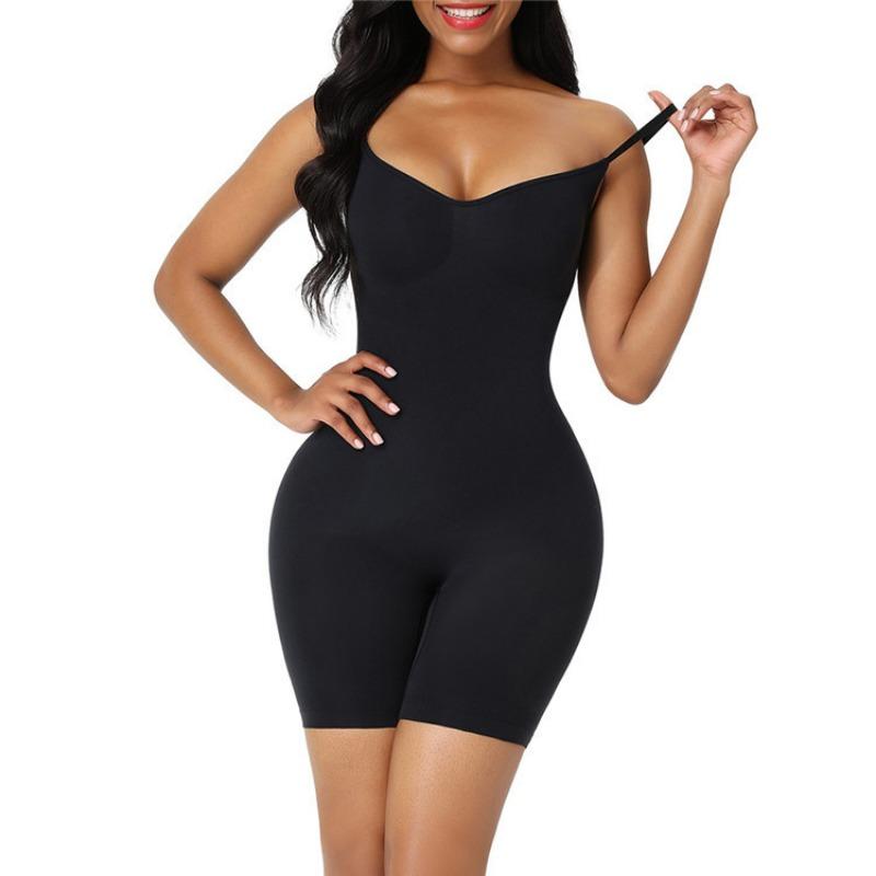 Women Full Body Shaper Tummy Control Butt Lifter Shapewear Bodysuit With Removable Straps S чёрный