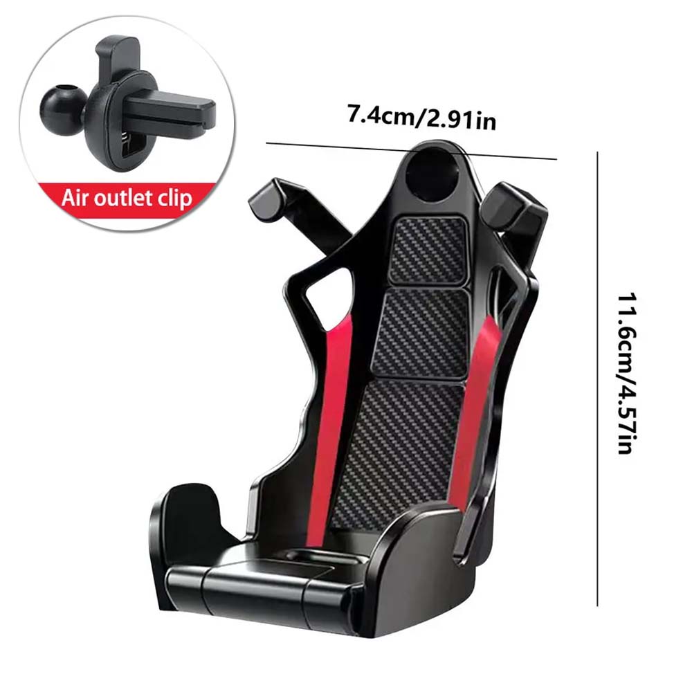 

Держатель для телефона в форме гоночного сиденья, вращающийся на 360 градусов, автомобильный держатель для вентиляционного отверстия, автомобильная подставка для мобильного телефона для iPhone Samsung чёрный