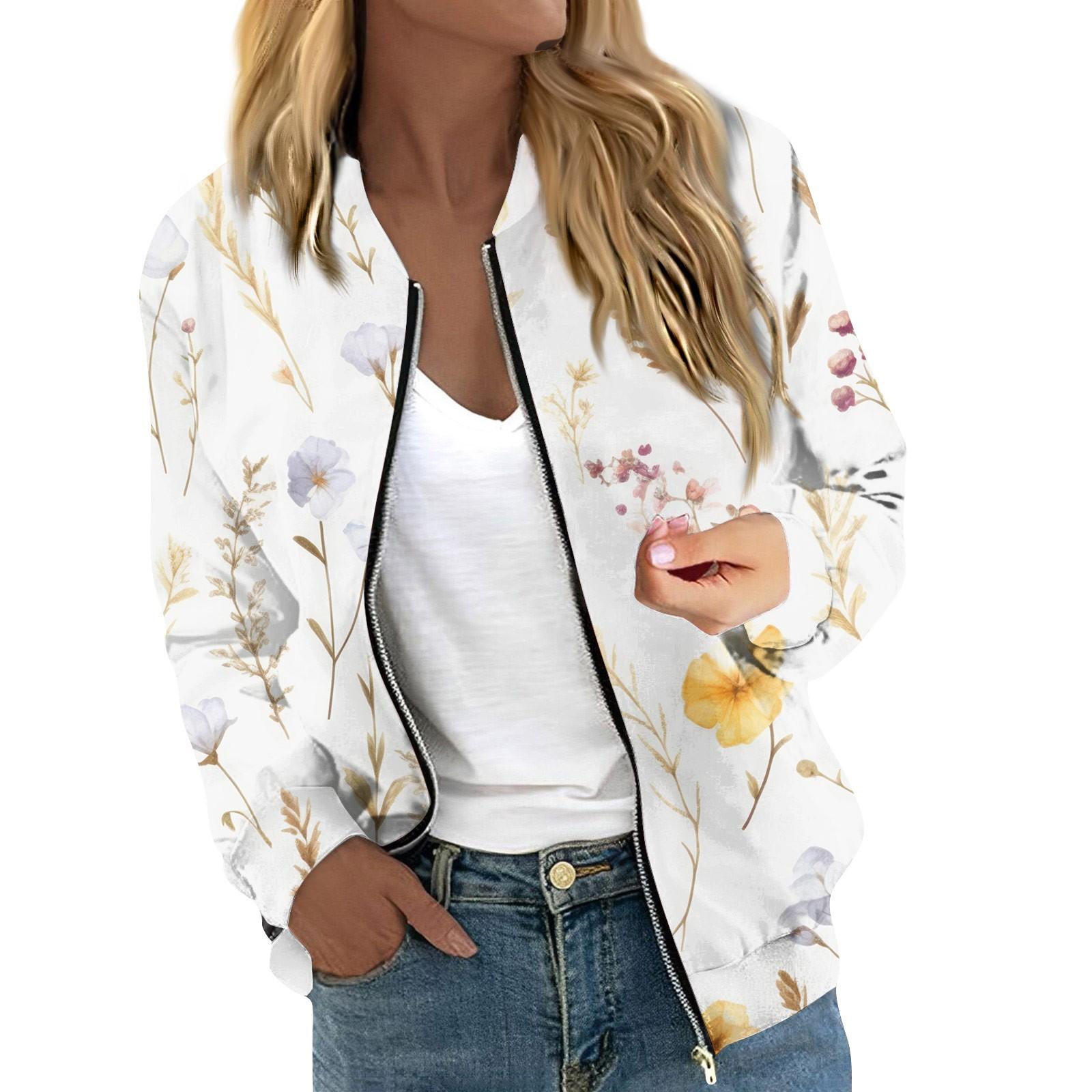 

Женская куртка с длинным рукавом, легкая, на молнии, укороченная, с цветочным принтом, верхняя одежда, повседневная, стеганая куртка с карманами XL жёлтый