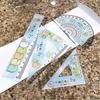 4 Pieces/Set Drawing Ruler DIY Crafts Straight Protractor Drafting Tool Stationery with Scale Rulers Supply Office