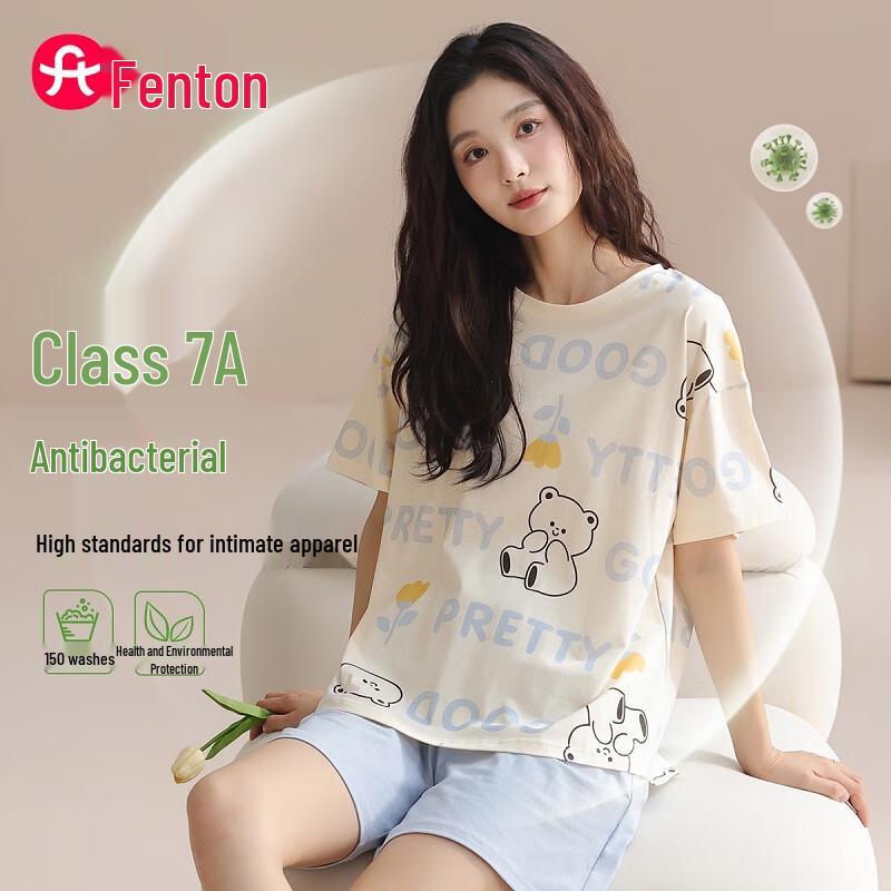 Fenteng Couple s Pure Cotton 7A Antibacterial Pajama Set XXL