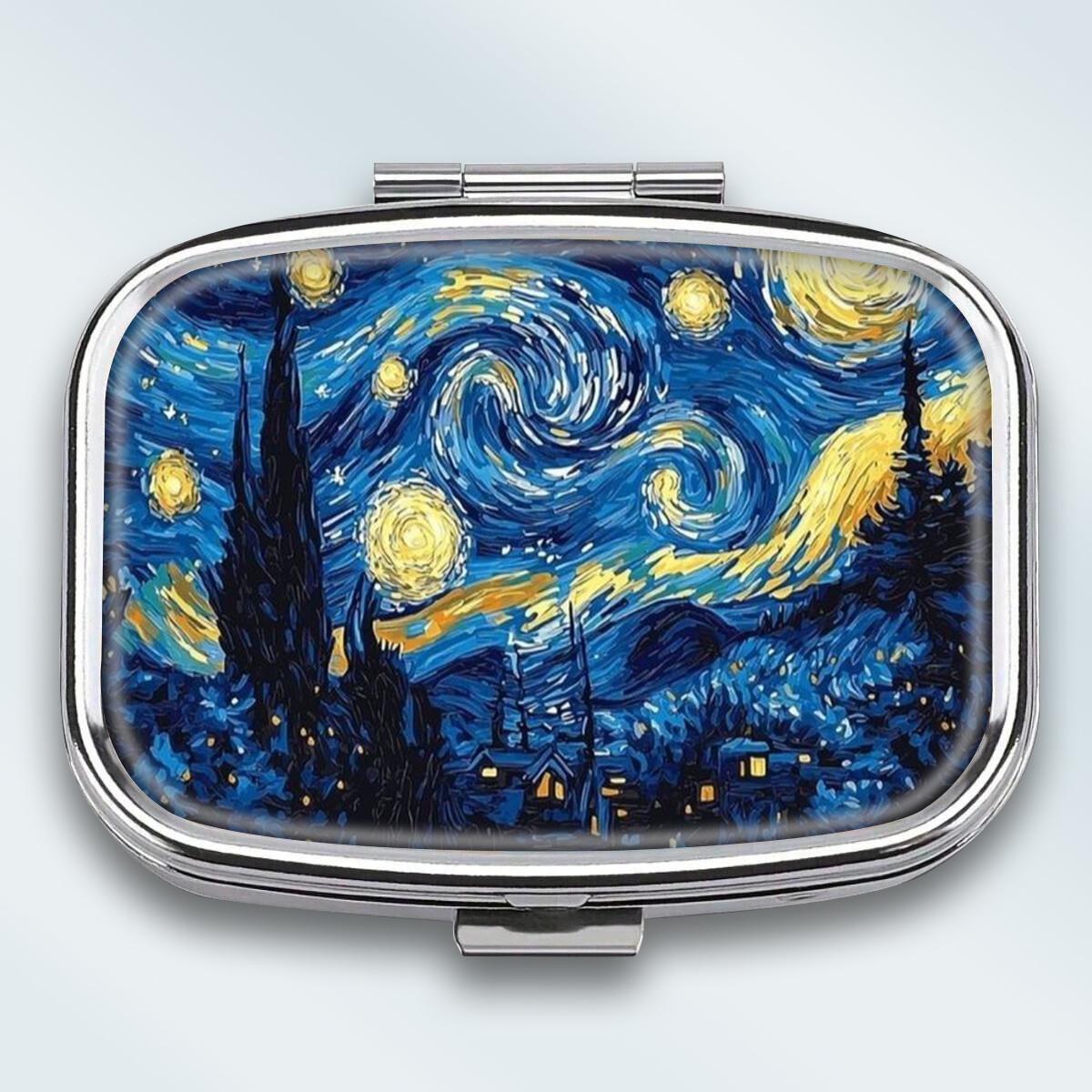 

Portable Pill Box with 2 Compartments, Mini Metal Medicine Organizer Case, Cute Printed Pill Container for Vitamins, Pills, Jewelry, Travel, Daily Use різнокольоровий