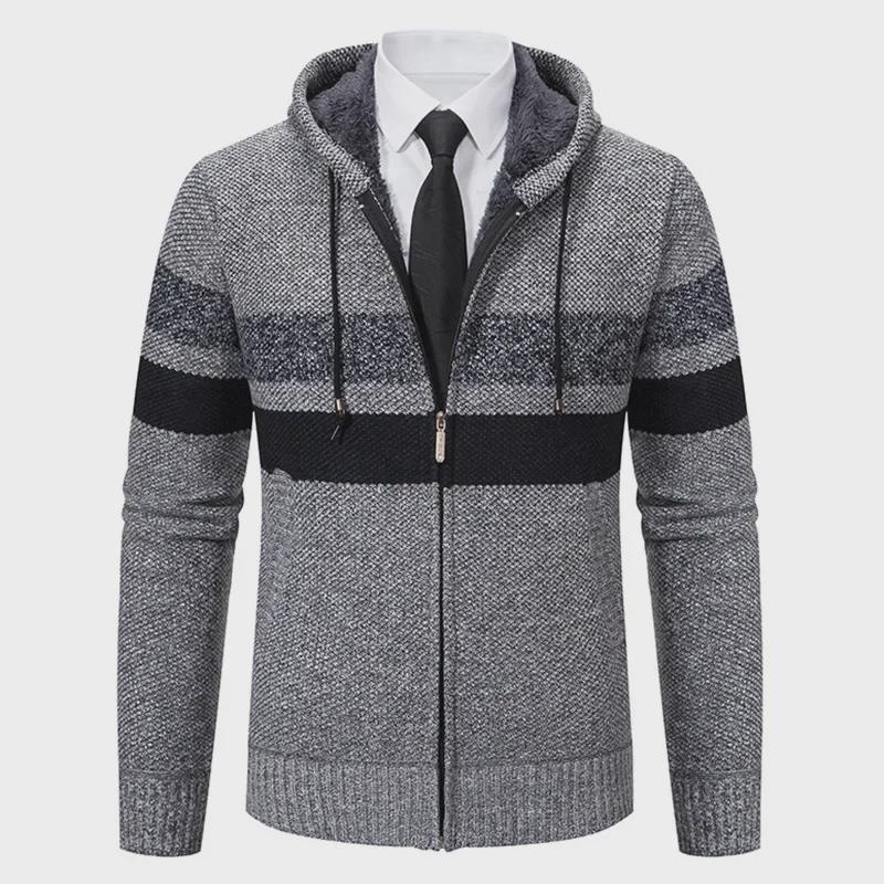 Cárdigan con capucha estilo coreano 2023 para hombre: manga larga, grueso, tendencia otoño/invierno.