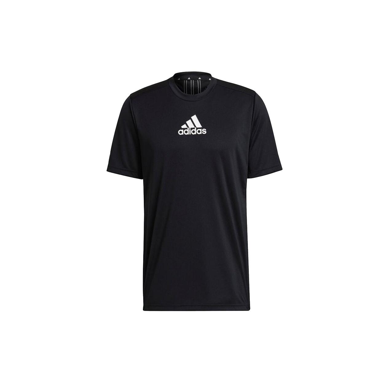adidas Logo Printing Training Sports Round Neck Short Sleeve Black Men s GM2126 XS