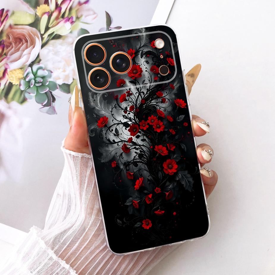 For Apple iPhone 17 Pro Max Case Luxury Flowers New Painted Cover Clear Silicone Case For iPhone 17 Air iPhone17 Pro Soft Fundas