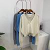 C S In The Room uniSex Suede Angora Pearl Button V neCk Long SleeVe Knit Cardian