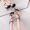 - In stock! Early spring black gold orchid with square head stiletto sandals, high sense