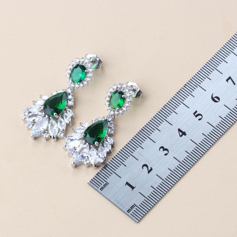 New   Big Necklace Jewelry Green Zircon Long Earrings Sets For Women Set Wedding Ring Bracelets Free Shipping