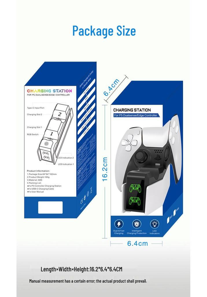 PS5 Dual Controller Fast Charging Dock - Game Controller Charger Base P5 Accessories