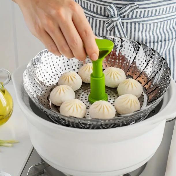 1pc Stainless Steel Lotus Steaming Tray Folding Food Steamer Vegetable Fruit Food Basket Mesh Steamer Rack Cooking Cookware