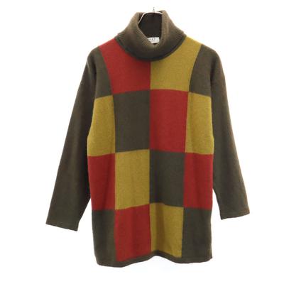 80s 90s Old Long Sleeve Turtleneck Sweater Brown Knit Men's Used