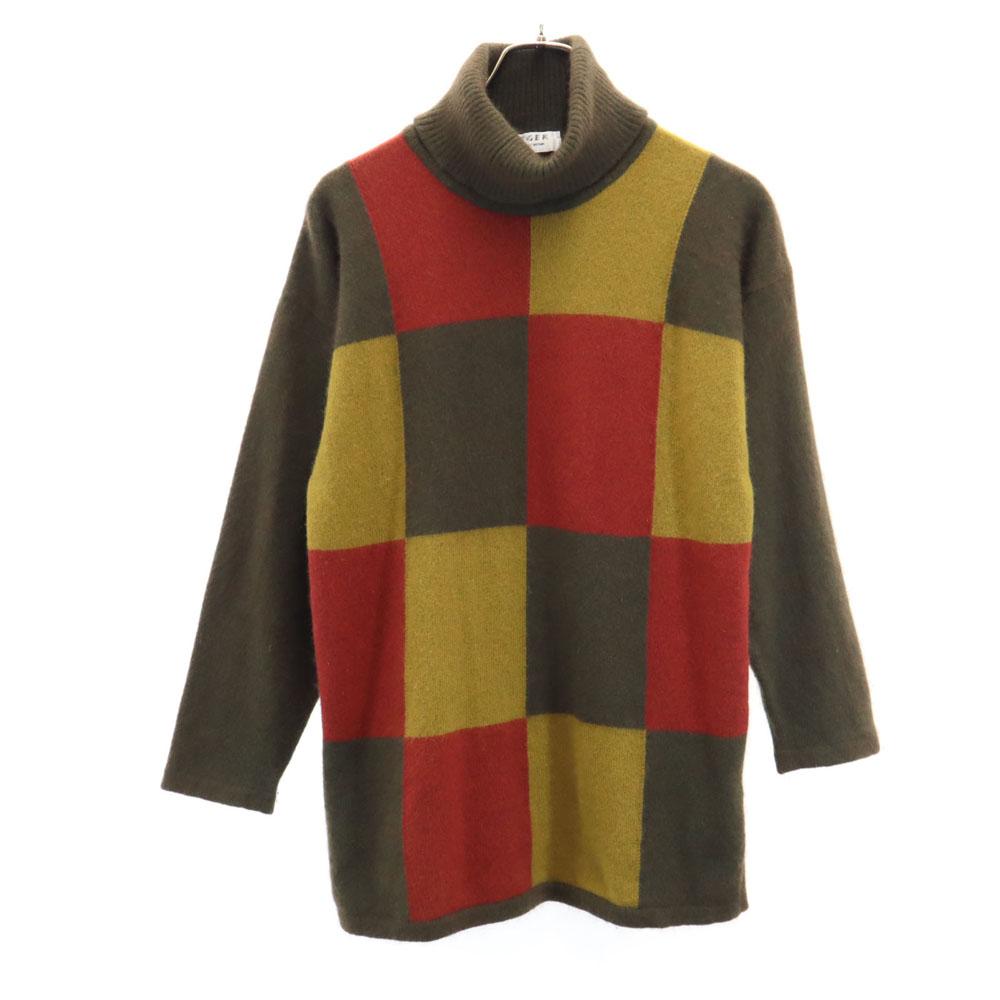 Jaeger 80s 90s Old Long Sleeve Turtleneck Sweater Brown Knit Men's Used