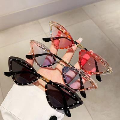 Luxury Rimless Sunglasses for Women Men Fashion Cat Eye UV400 Sun Glasses Goggles Ladies Eye Protection Outdoor Eyewear Shades