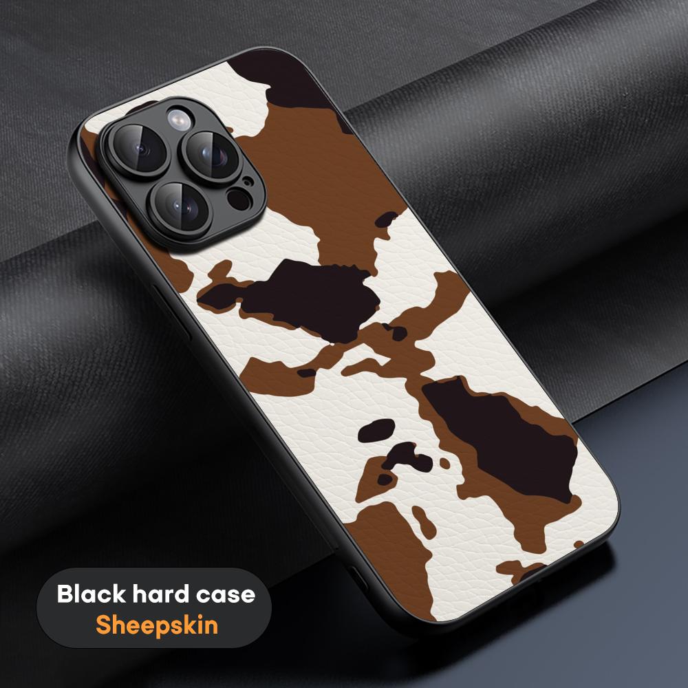 Cow print cteative painting art pattern Phone Case For iPhone 16 15 14 13 12 11 Plus Pro Max Limited Black hard case Sheepskin