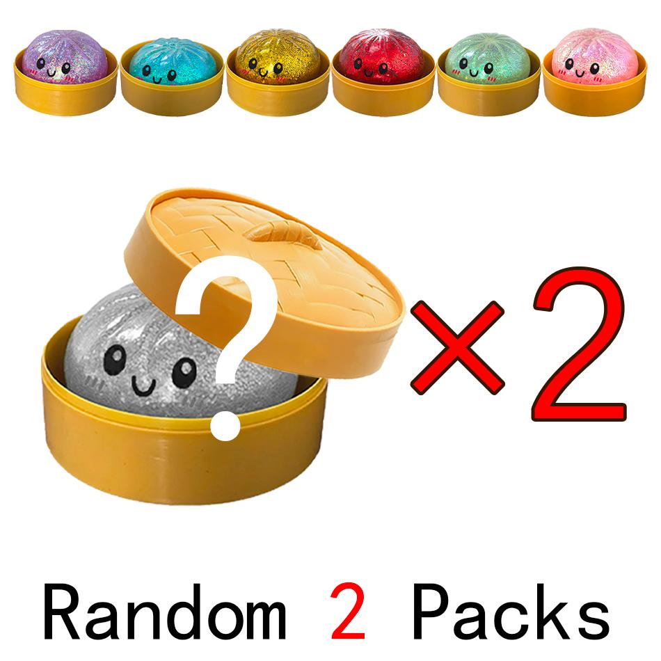 Glitter Dumpling Squishies with Box Sensory Squeeze Soft Pinch Stress Relief Ball Gift