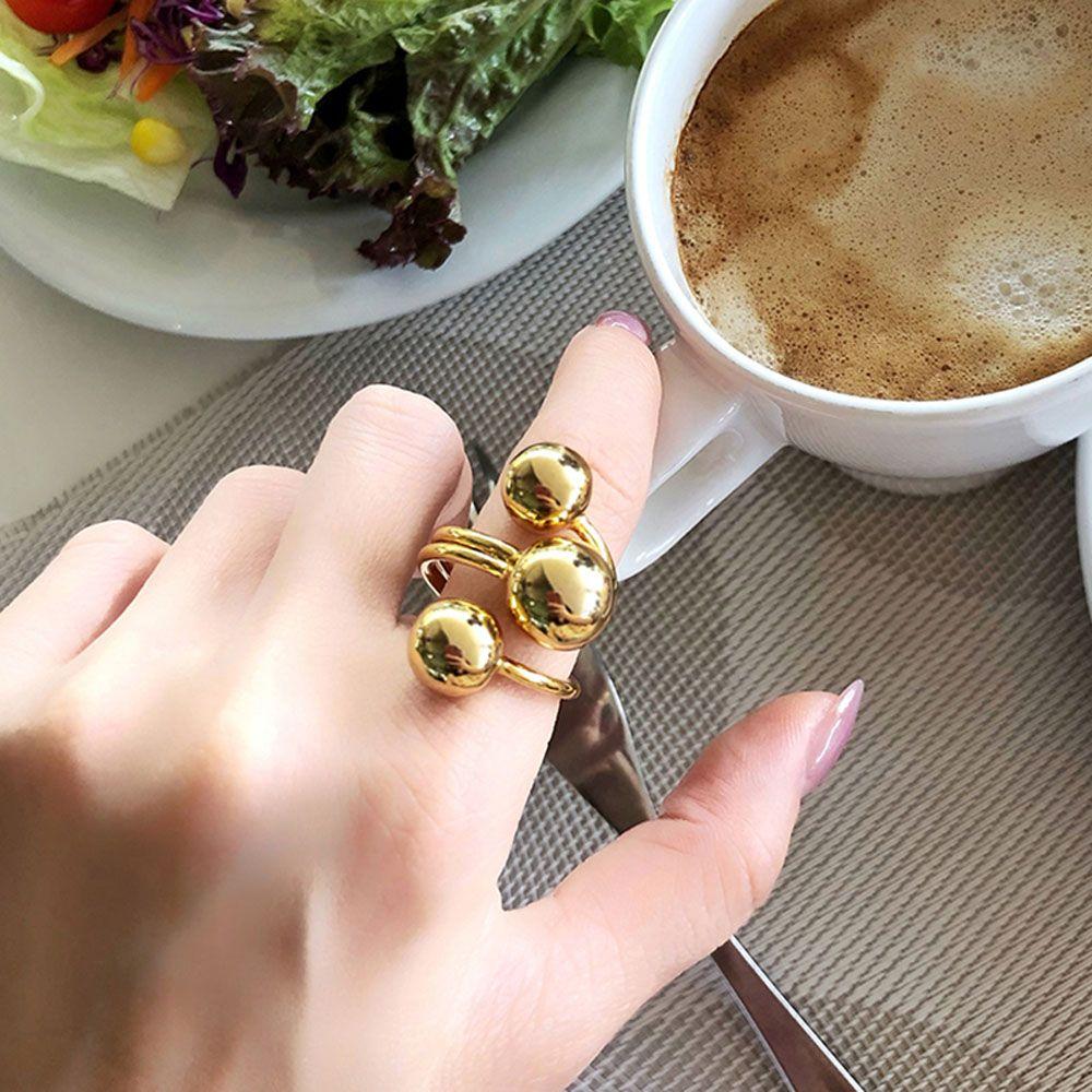 Silver Gold Color Triple Big Ball Large Jewelry Thumb Ring Finger Ring Fashion Accessories