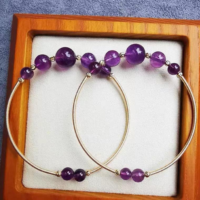 

Изящный браслет с аметистовым виноградом - минималистичные украшения ручной работы из хрустальных бусин в стиле бохо для женщин, трендовая эстетика Instagram Amethyst
