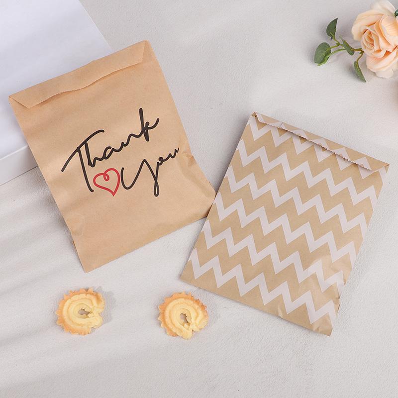 25/50pcs 13x18cm Kraft Paper Candy Cookie Bags Wedding Favors Thank You Gift Packing Bag For Guest Birthday Party Decor Supplies