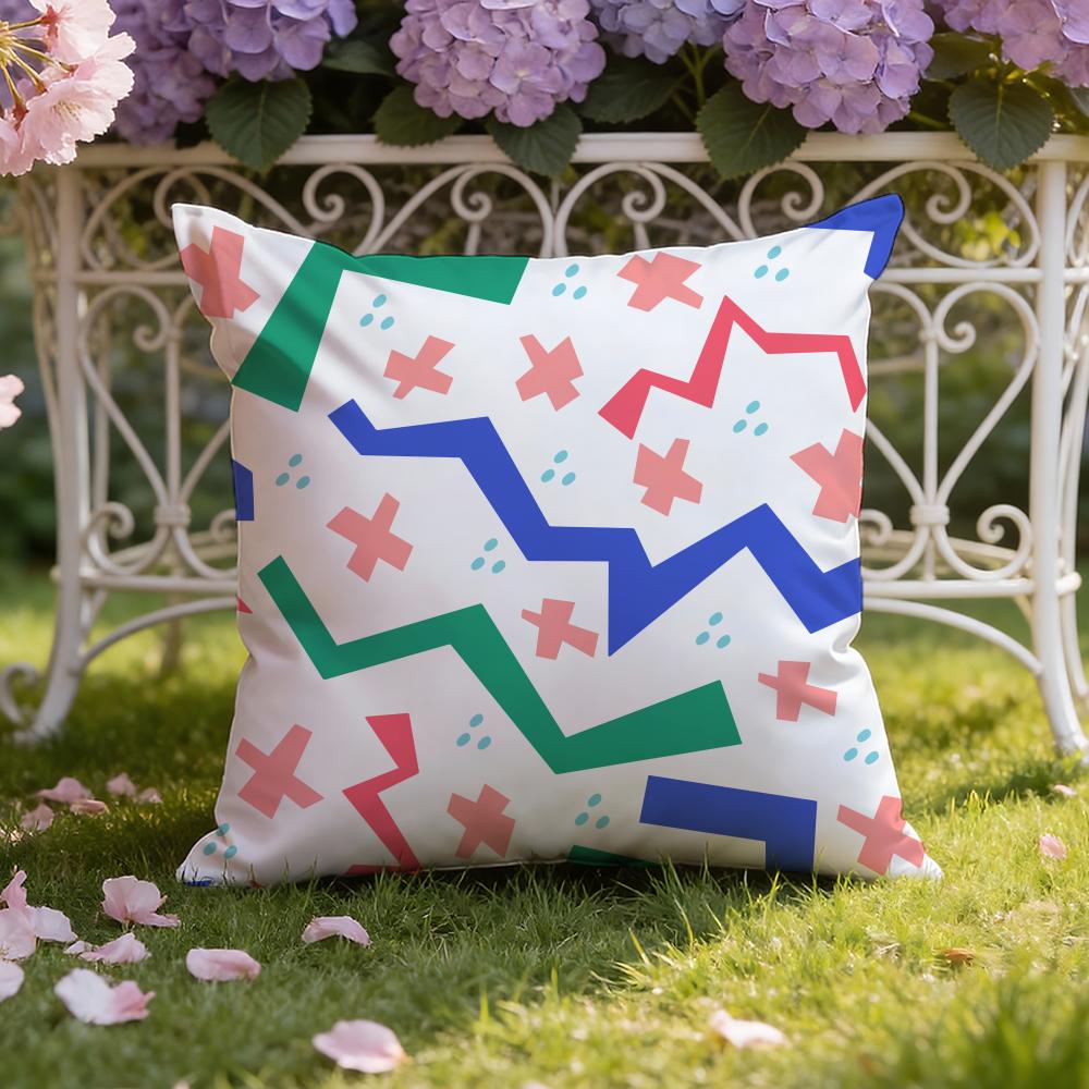 M-Memphis Seamless Patterns Cushion Cover Home & Car Dual-Scene Pillow Cover: Reversible for Premium Comfort