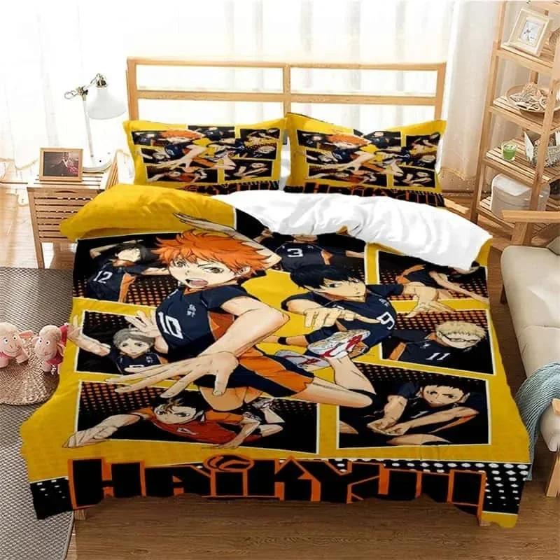 3d Print Volleyball Anime Haikyu Bedding Set Printed With Pillowcase Bed Duvet Cover Soft Single Double Queen Super King Size