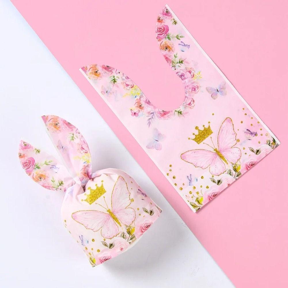 50Pcs Party Favors Cookie Candy Bags Carton Snack Packing Supplies Rabbit Ear Bags Easter Party