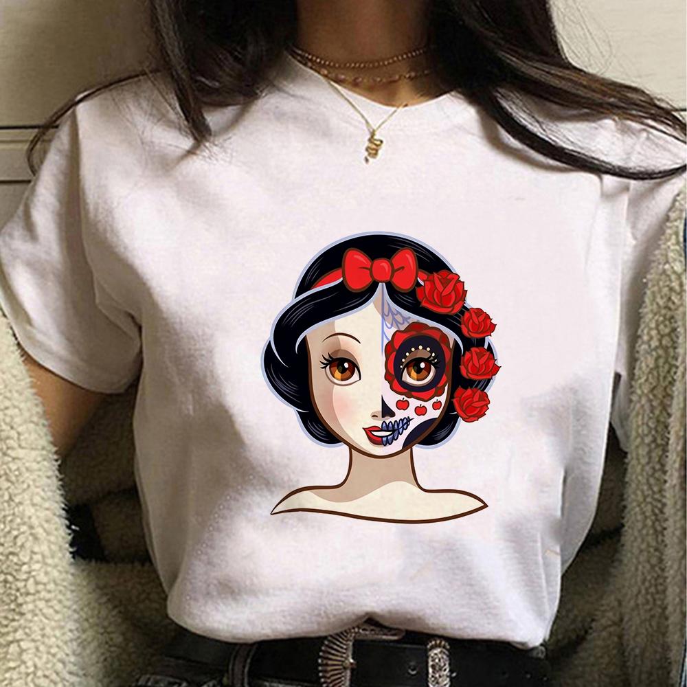 Disney Cartoon Villain Princess Graphic T Shirts Streetwear Y2k Women T-shirts Summer Tops Harajuku Ladies T Shirt White Blouses
