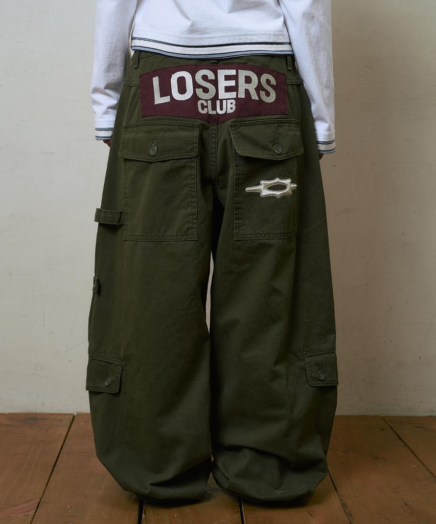 Lujeoseukeulleob Multi Cargo Pocket Wide Cotton Pants Khaki