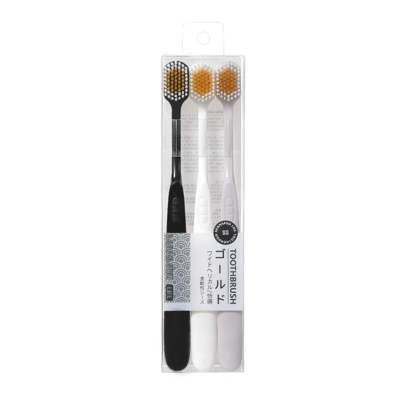 RAOYI Japanese Soft Bristle Toothbrush 3-Pack, Wide Head for Adults