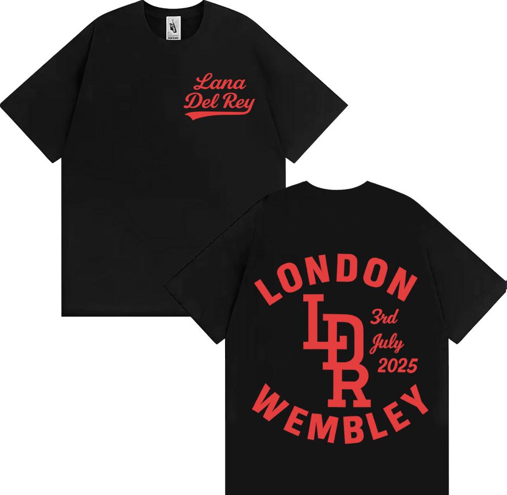 Lana Del Rey London Wembley 3rd July 2025 Tour Graphics T Shirts Men Women Oversized Fashion T-shirts Comfort T-shirt Streetwear