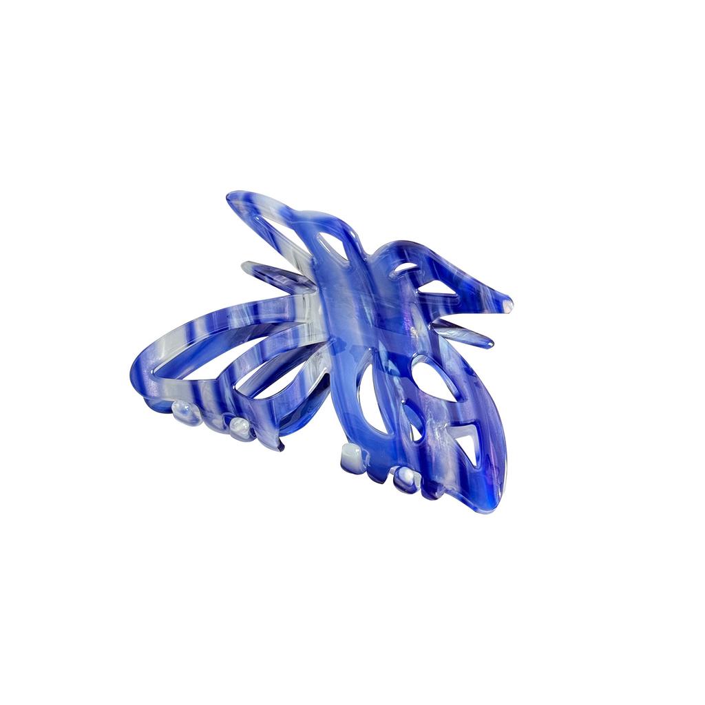 Unique Striped Acetate Butterfly Hair Claw For A Contemporary Touch To Any Hairstyle