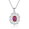 High-end Red Zircon Flower Pendant, Ruby Necklace, Women's High-end 925 Sterling Silver Collarbone Chain.