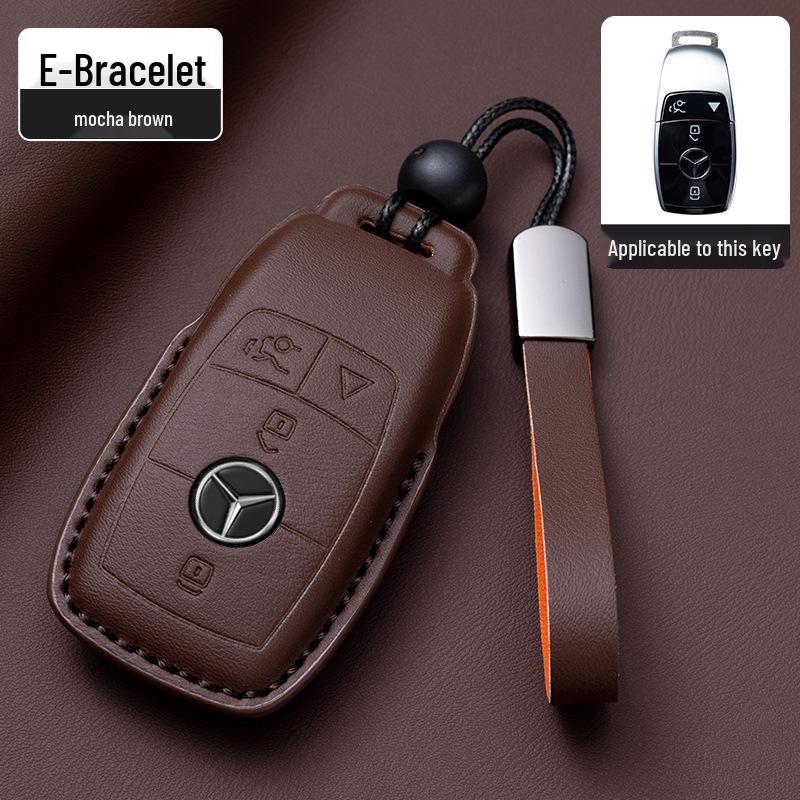 Mercedes-Benz Original Color Nappa Leather Key Case for GLE, GLAC200L, C260L, E300L, E-Class, S-Class, and C-Class.