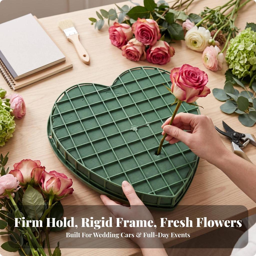 Heart Shaped Floral Foam Holder Party Flower with Suction Cups Artificial