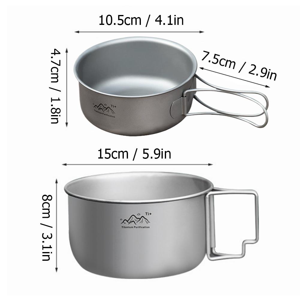 400Ml1400Ml Ultralight Titanium Camping Pot With Foldable Handle Ta1 Pure Titanium Cookware For Backpacking Hiking Picnic