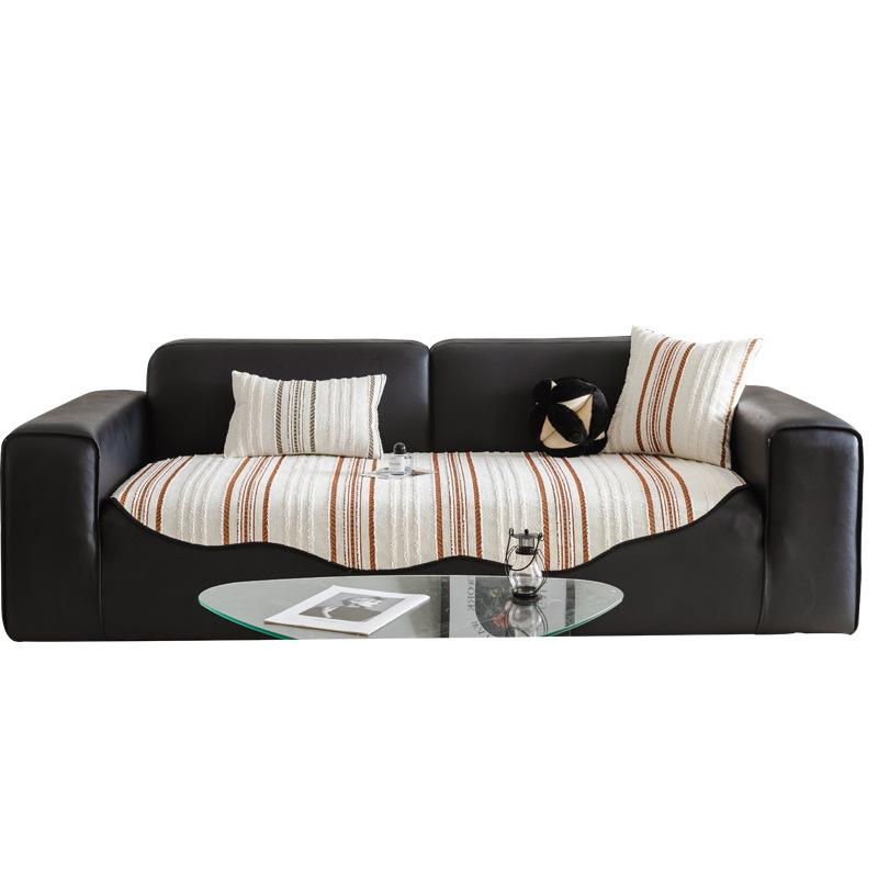 Striped Jacquard Chenille Sofa Cushion, Universal In All Seasons, Non-Slip Seat Cushion, Irregular Special-Shaped Straight-Row Sofa Cover