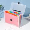 Handheld Rainbow Accordion 13-Grid Snap-Button Storage Bag for Student Papers