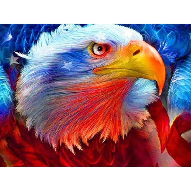 New 5D DIY Diamond Painting Eagle Head Diamond Embroidery Animal Cross Stitch Full Round Drill Home Decor Manual Art Gift