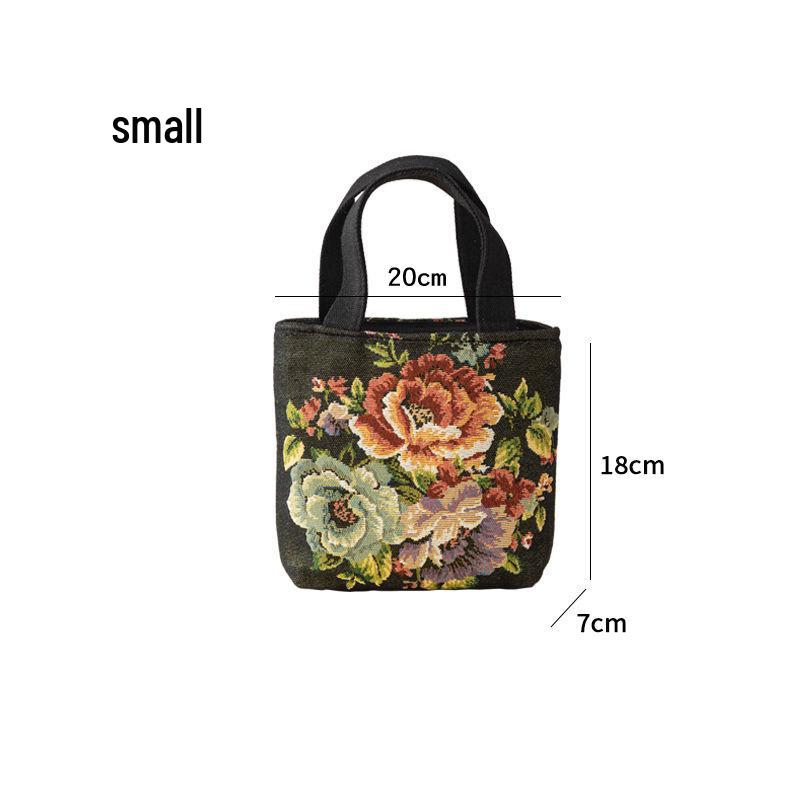 

Сумка-тоут з канвасу з жаккардовою вишивкою в етнічному стилі для жінок - Повсякденна, Маленька, Сумка на блискавці Small (15*7*18cm)