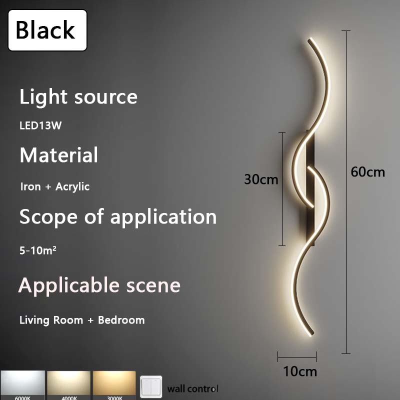 

Скандинавский современный светодиодный простой длинный настенный светильник минималистская спальня гостиная решетчатая лампа диван ТВ фон декоративный свет three-colored light