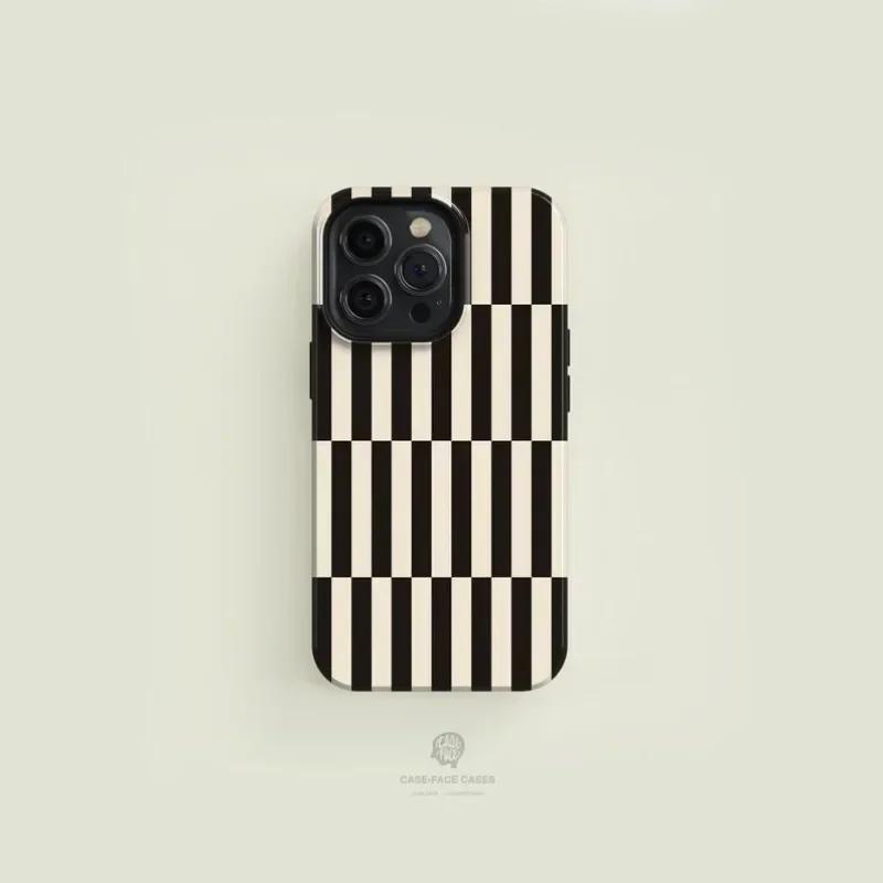 

luxury Clmj Striped Black Phone Case for iPhone 16 15 14 13 12 11 Pro Max Plus Luxury Magnetic Double-layer Back Cover iPhone 11