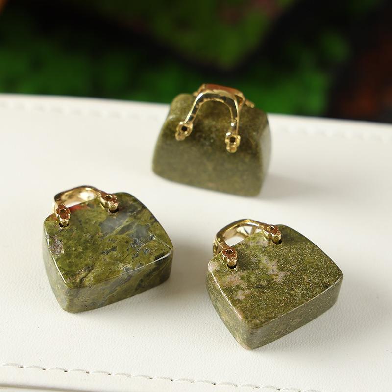1 Pcs Natural Stone Crystal Apple Ornament, Jade Crystal Mini Handbag Ornament, Home Living Room Decoration, Christmas Eve Birthday Gift
