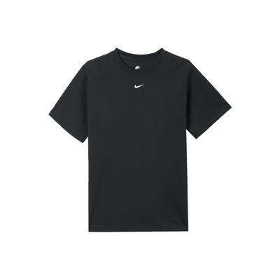Camiseta Oversized de Manga Curta com Gola Redonda e Gráfico de Logotipo de Roupa Esportiva para Mulheres Tops Preto FD4150-010