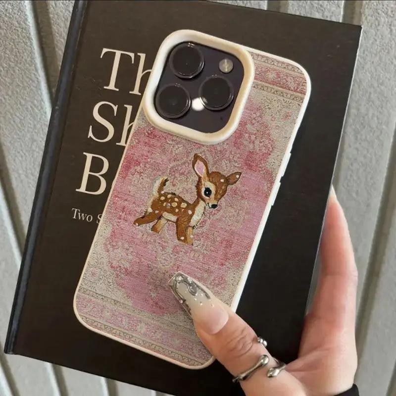 Vintage Deer Lichee Pattern Phone Case For iPhone 17 Air 16 e 15 14 13 12 11 Pro Max Plus SE Soft Shockproof Cover