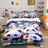 Cute Pandas Soaking In Hot Springs Duvet Cover Set With 3D Printing Design Soft Polyester Bedding Set All-Season Comfort
