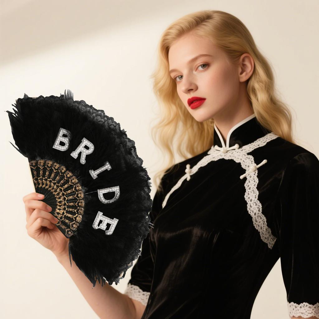 Elegant Lace Feather Fan Cooling Lace Fan For Bridal Wedding Photography Accessories And Cooling Decoration