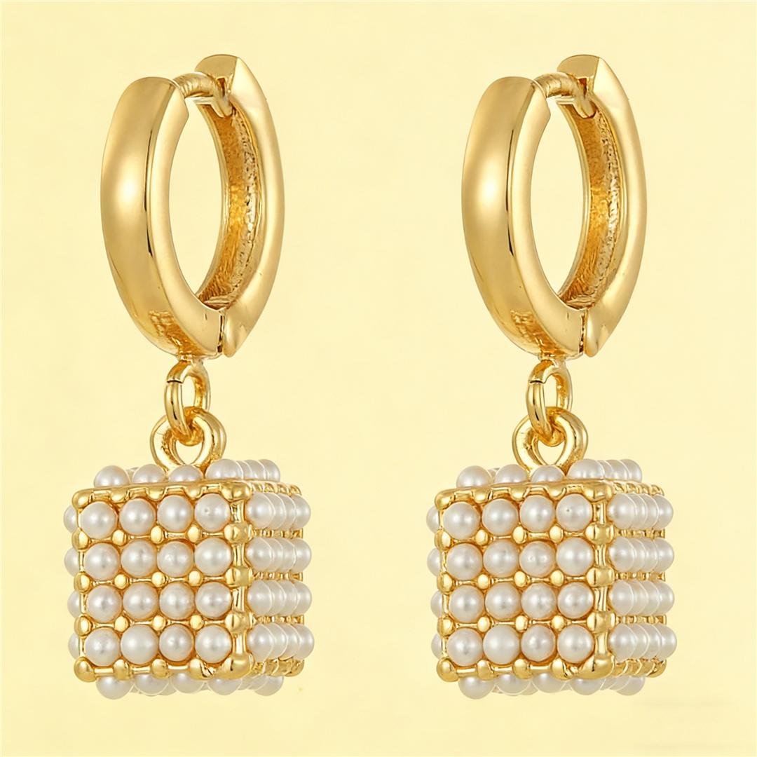 

Crystal Small White Pearl Stone Hoop Earrings For Women Vintage Gold Color Wedding Jewelry белый
